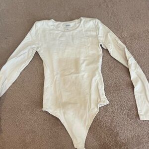Aritzia White Long Sleeve Bodysuit